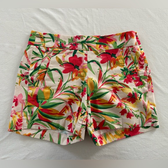 J Crew shorts. Size 00. Pink, green, yellow and off white. - Picture 1 of 3